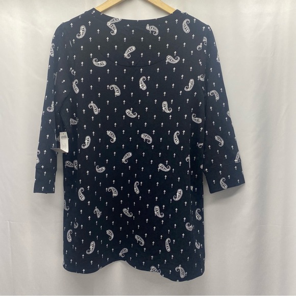 Chico's Women’s NWT Zenergy Bandana Tunic SZ 1 (8/10) Black/White 3/4 SL - Picture 2 of 14